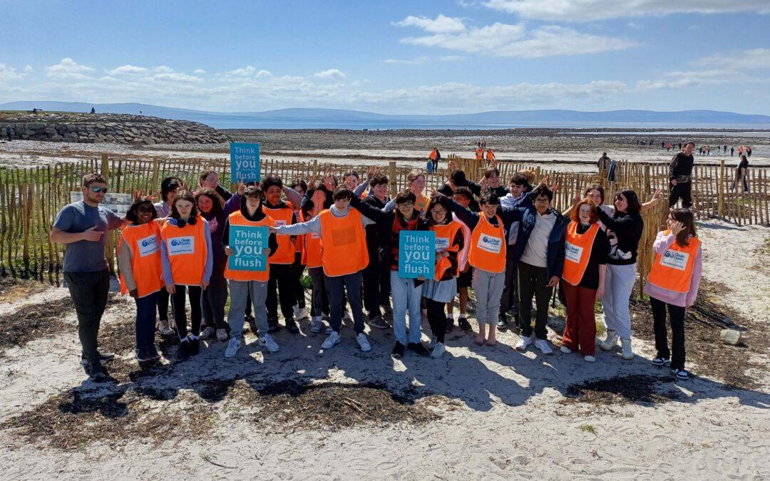 Galway Educate Together School group visit Grattan Beach to learn about the ‘Think Before You Flush’ campaign and protecting the environment