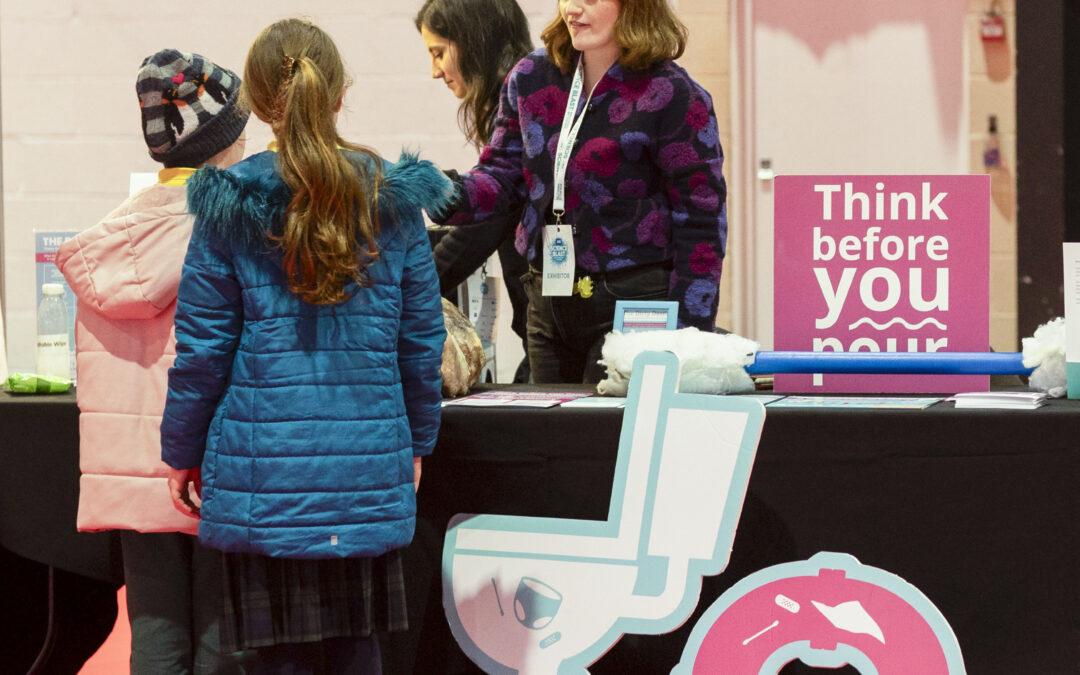 Clean Coasts and Uisce Éireann urge students at the ESB Science Blast to Think Before You Flush and help protect our environment