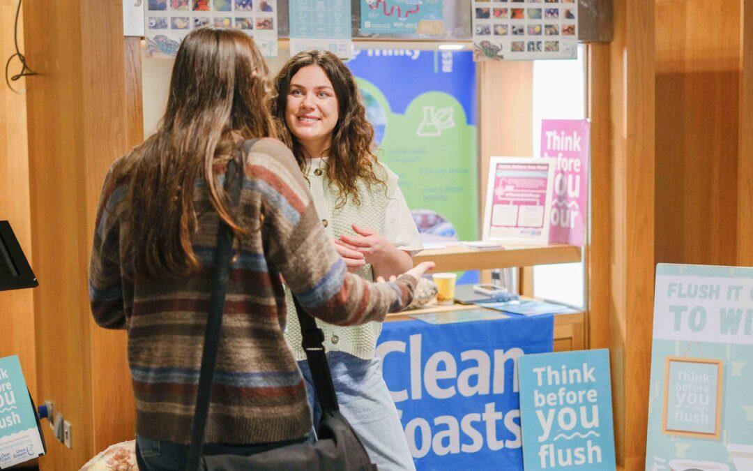 Think Before You Flush visited Trinity College to talk to students about responsible bathroom behaviour and the three P’s