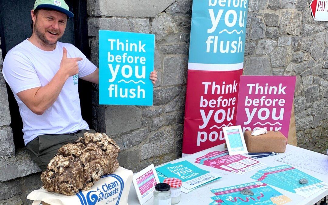 Clean Coasts and Uisce Éireann raise awareness about the impact of flushing damaging items down the toilet at the Limerick Island Swim